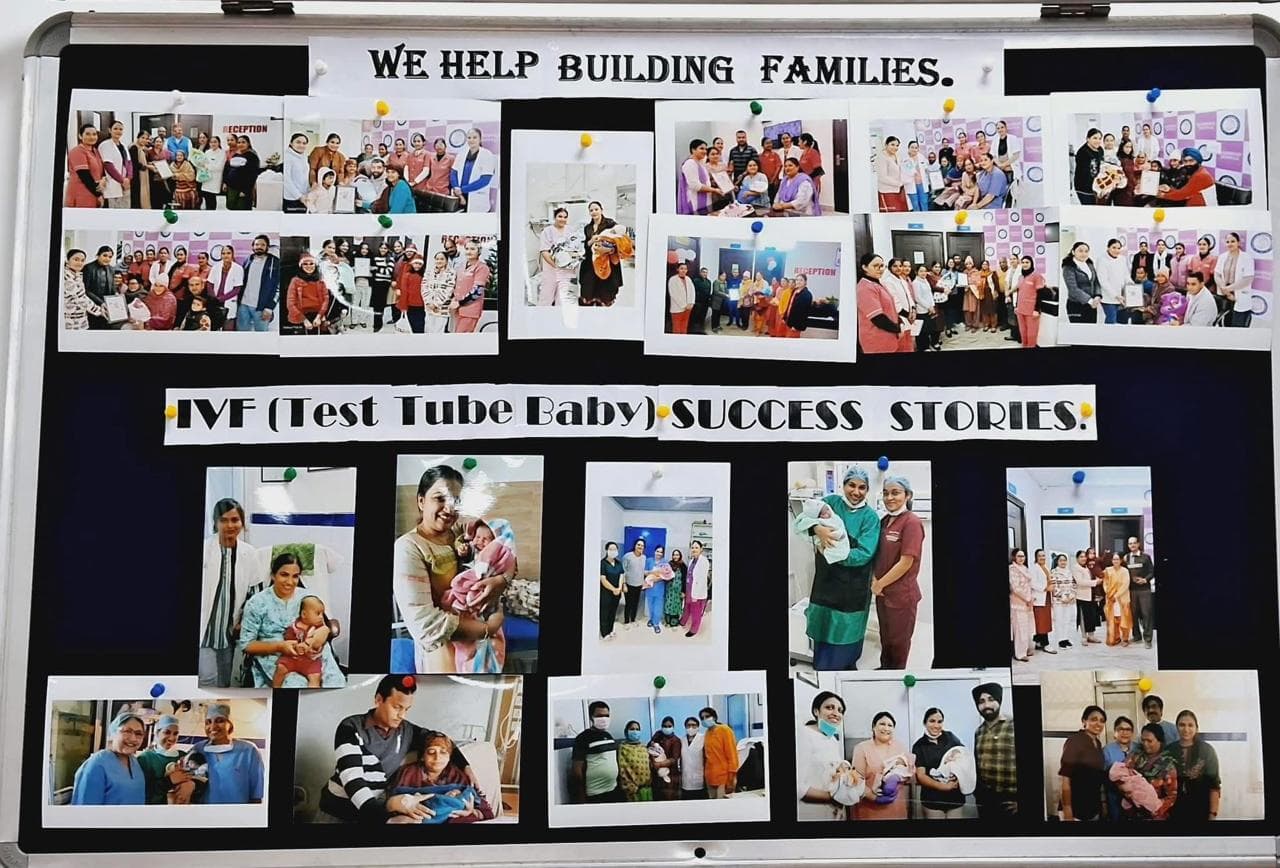 IVF success stories wall at Aashirwad Hospital — We Help Building Families