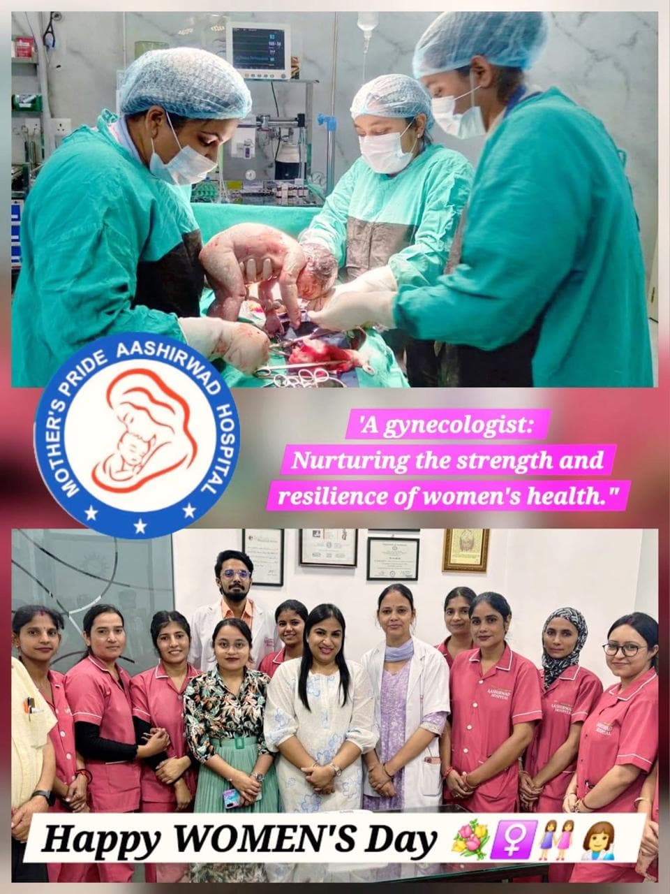 Dr. Ratika Jindal and the full Aashirwad Hospital team in the operation theatre